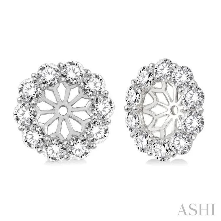 1 1/2 Ctw Round Cut Diamond Earring Jacket in 14K White Gold