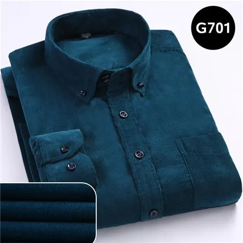 100% Cotton Corduroy Long Sleeve Button Collar Men’s Shirt in 6XL Size