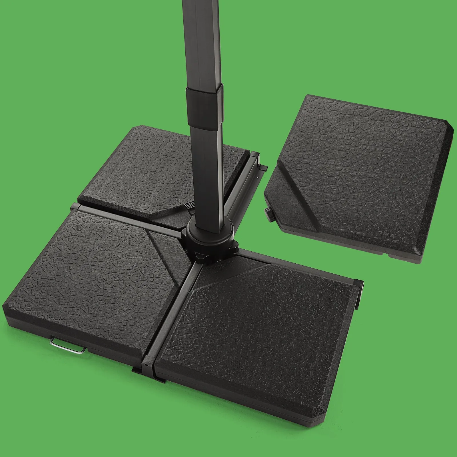 4-Piece Square Patio Umbrella Base for Cantilever and Offset Umbrellas - Fill with Water or Sand for 238lb of Stability