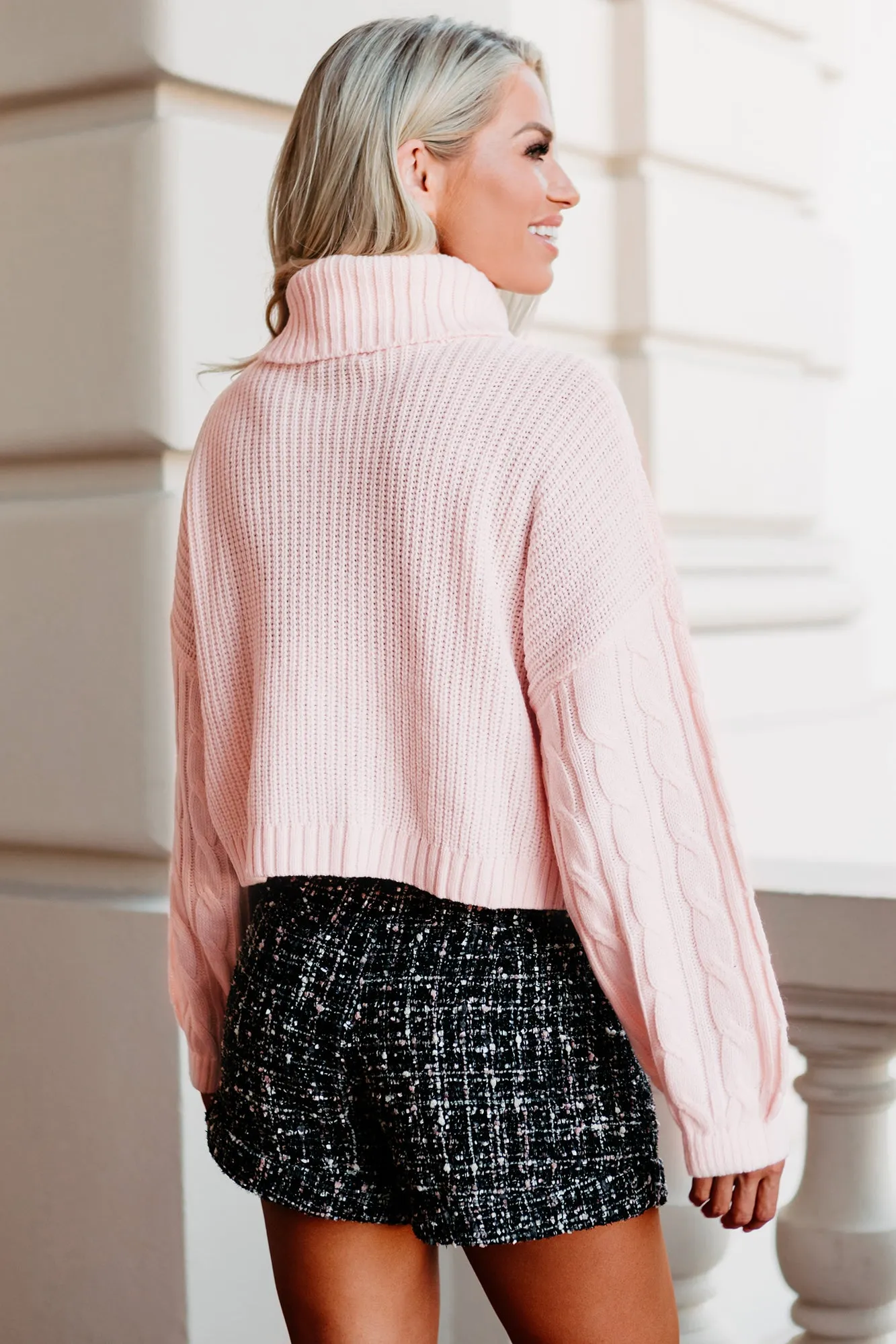 A Never-Ending Love Cropped Turtleneck Sweater (Blush)