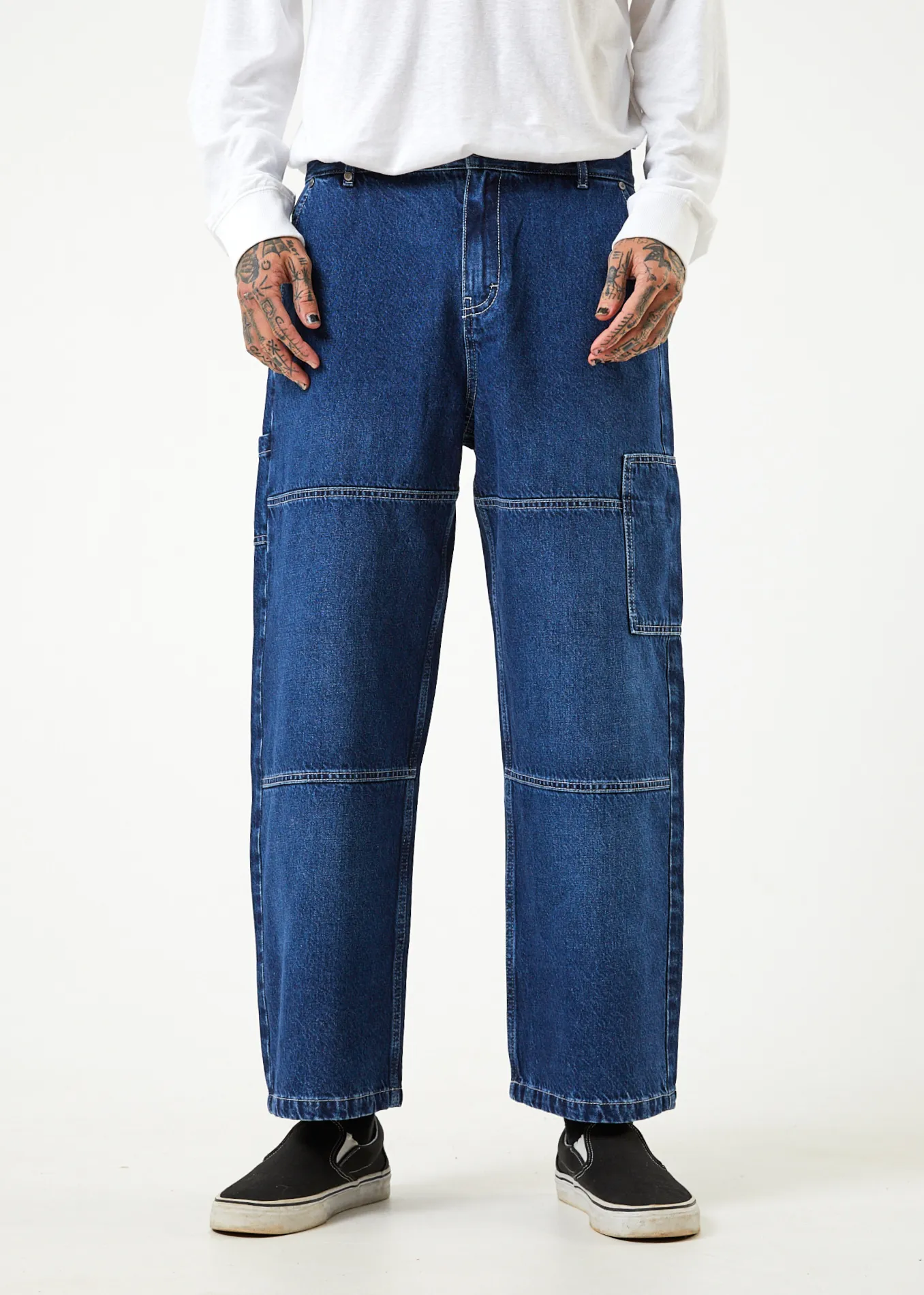 AFENDS Mens Richmond - Denim Baggy Carpenter Jeans - Original Rinse