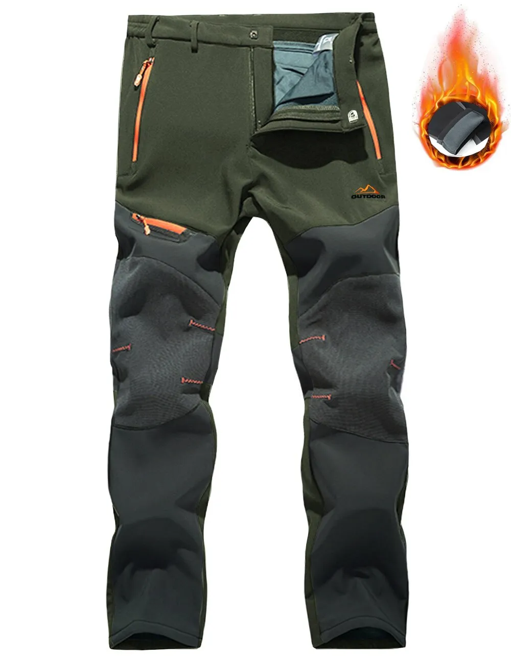 All Season Breathable Mens Tactical Pants Fishing Hiking Camping Waterproof No Fleece Pants Zipper Pocket Casual Trousers