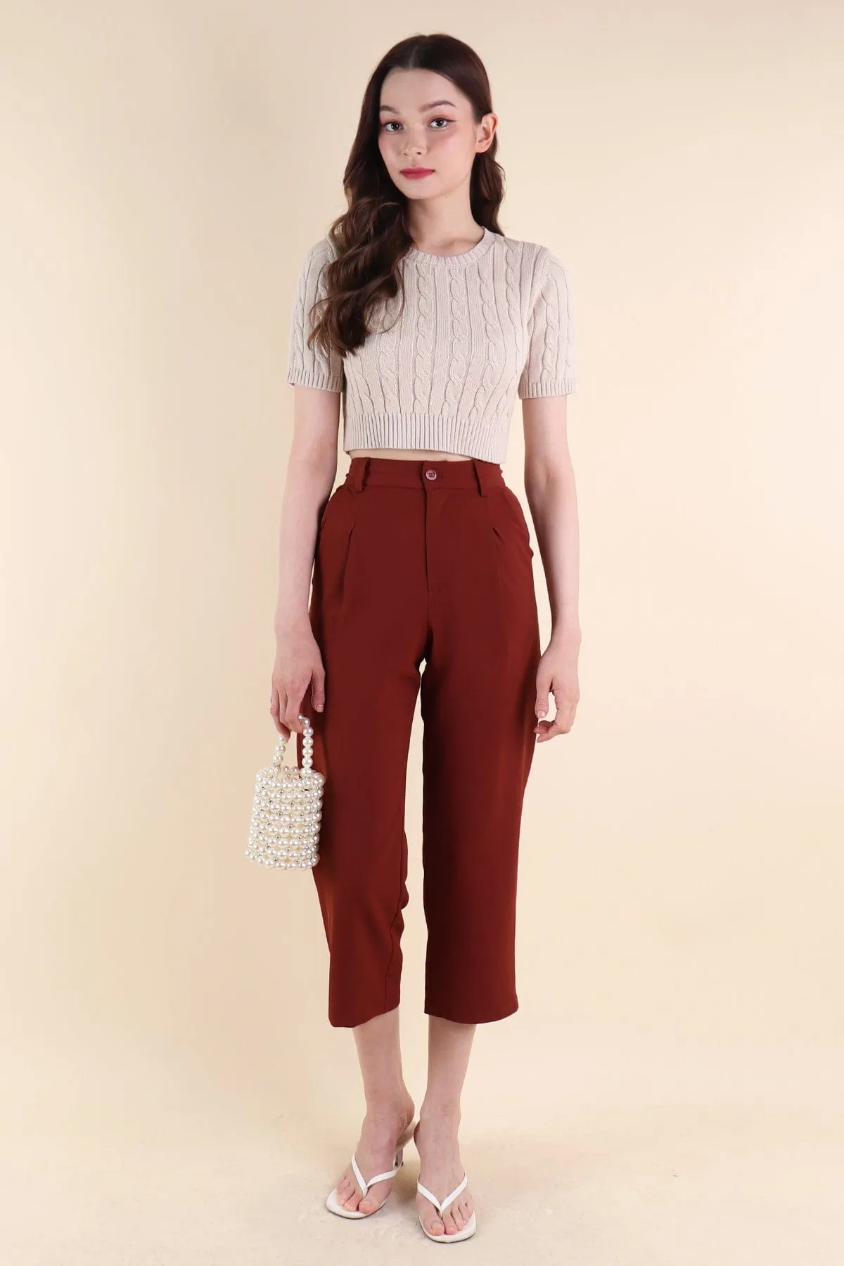 ARI TAPERED TROUSERS IN BRICK