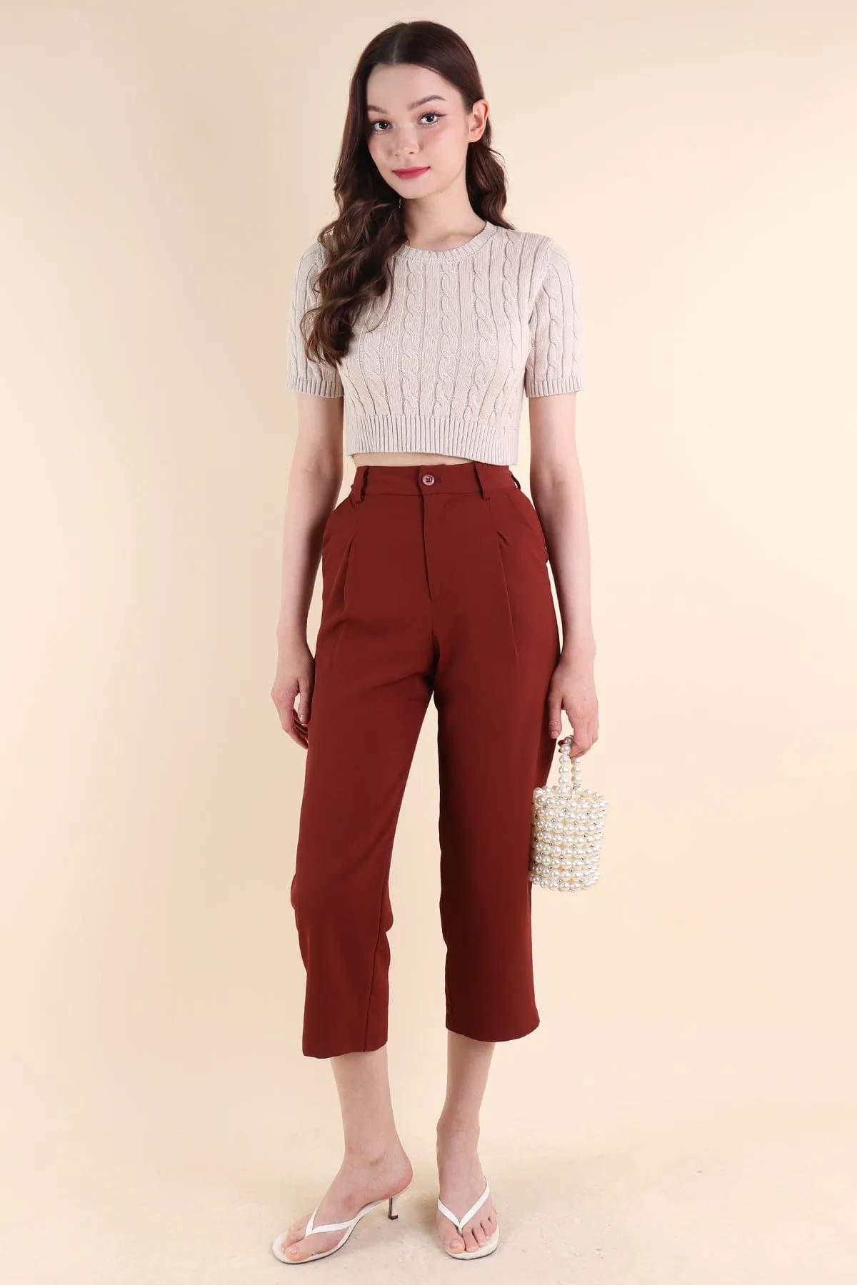 ARI TAPERED TROUSERS IN BRICK