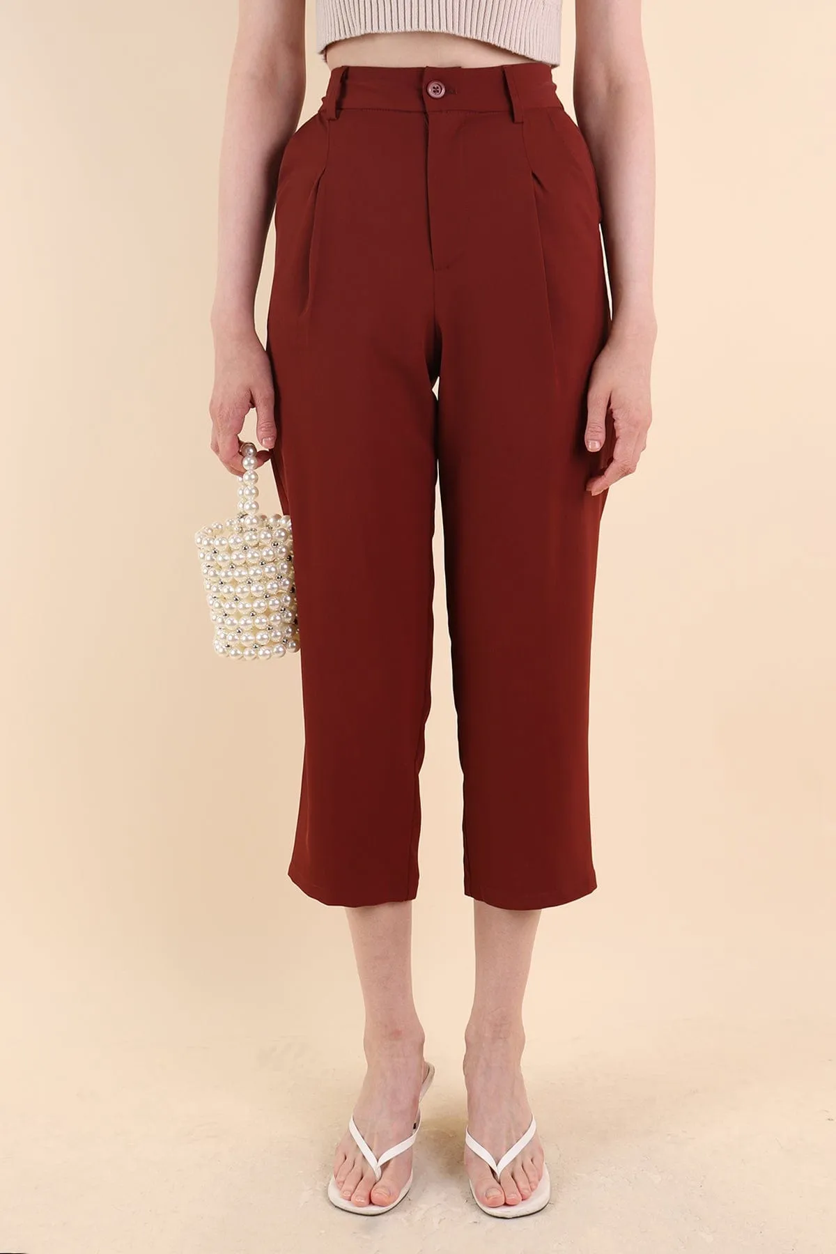 ARI TAPERED TROUSERS IN BRICK