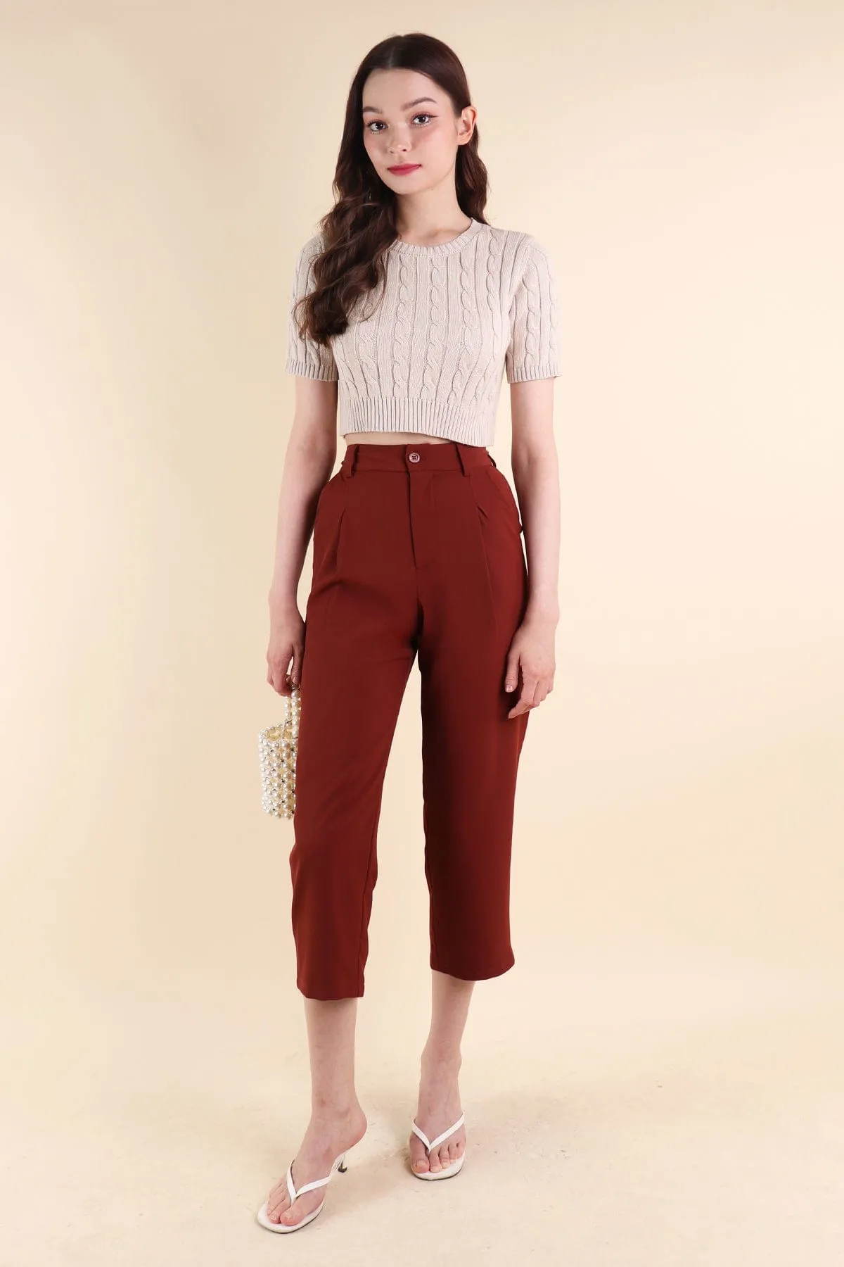 ARI TAPERED TROUSERS IN BRICK