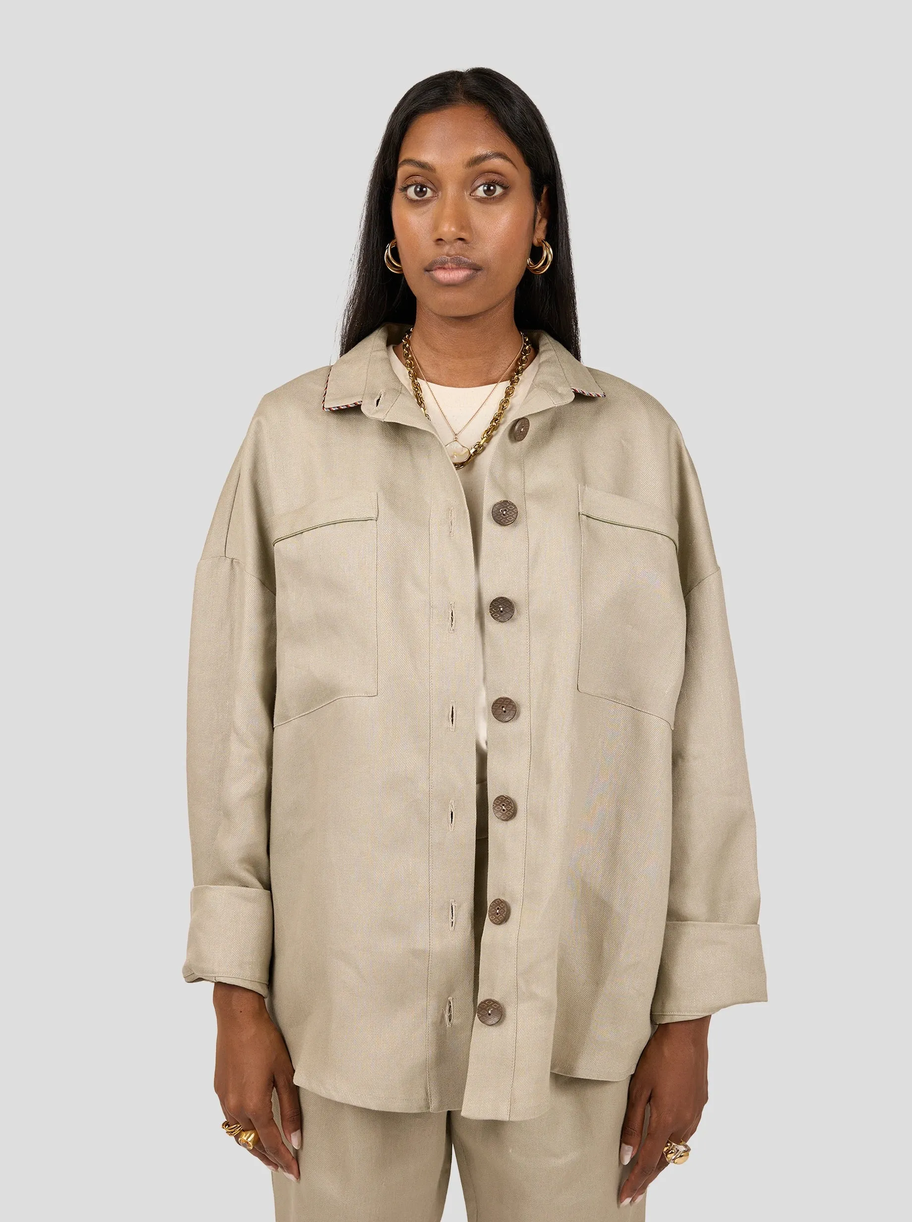 Astree Shirt in Sand Linen