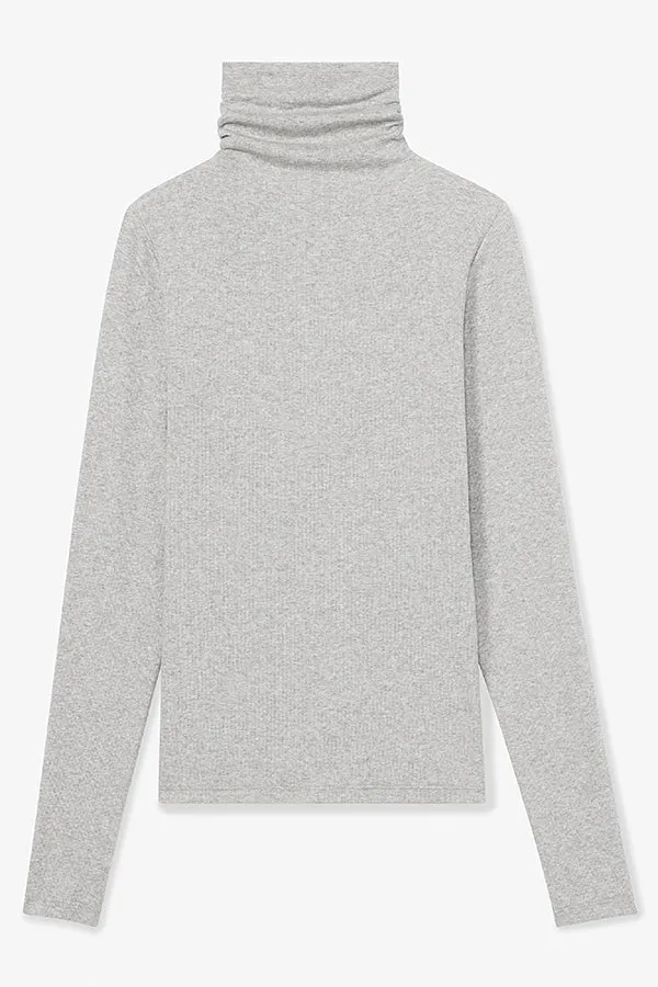 Axam Turtleneck - Ribbed Pima Cotton :: Gray Melange