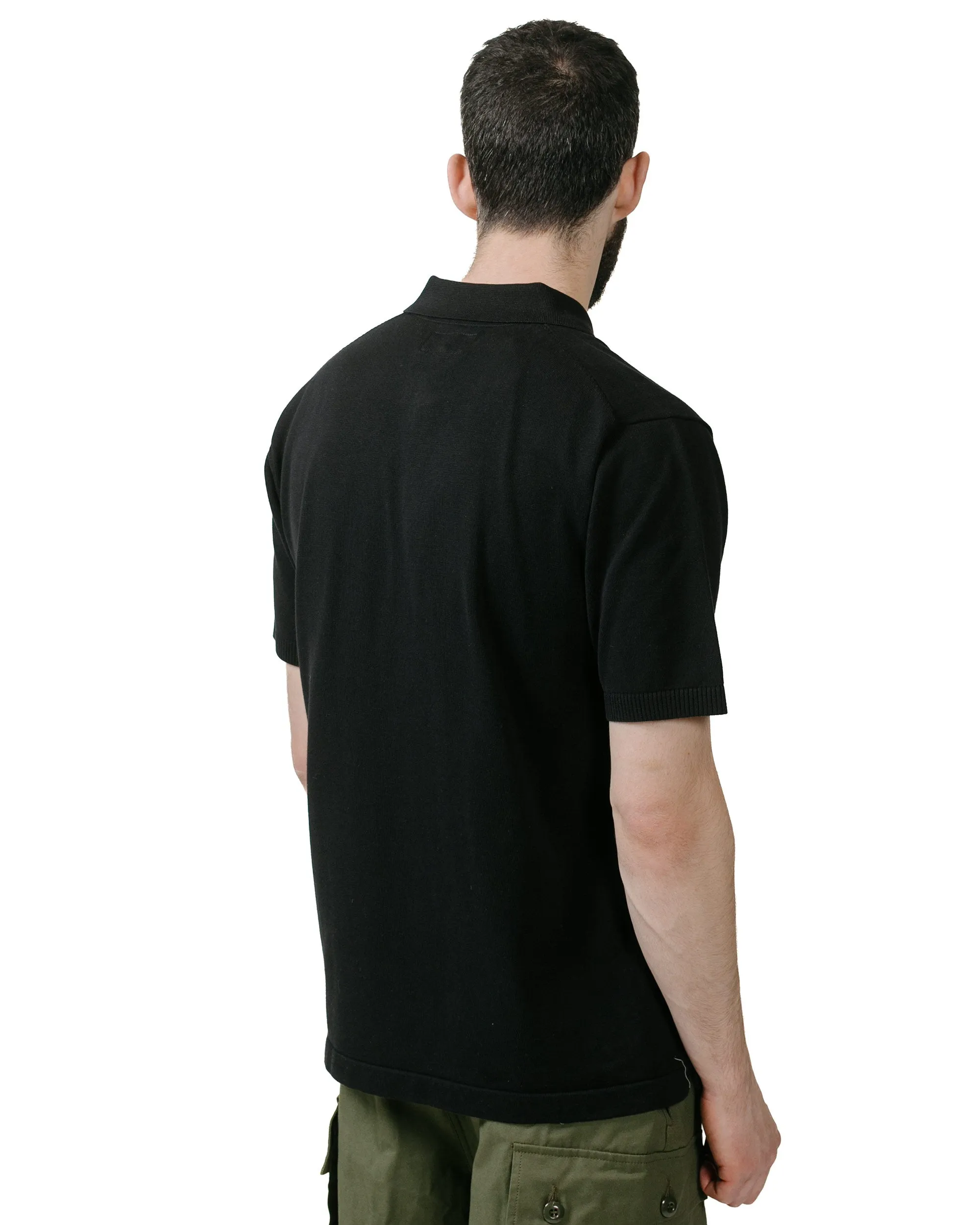 Beams Plus Knit Polo Solid 12G Black