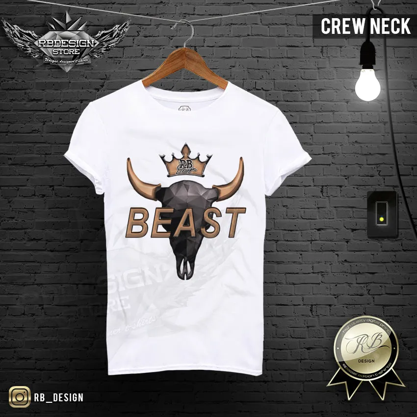 Beast Men's T-shirt Bison Skull MD730 GOLD