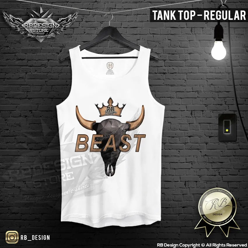 Beast Men's T-shirt Bison Skull MD730 GOLD