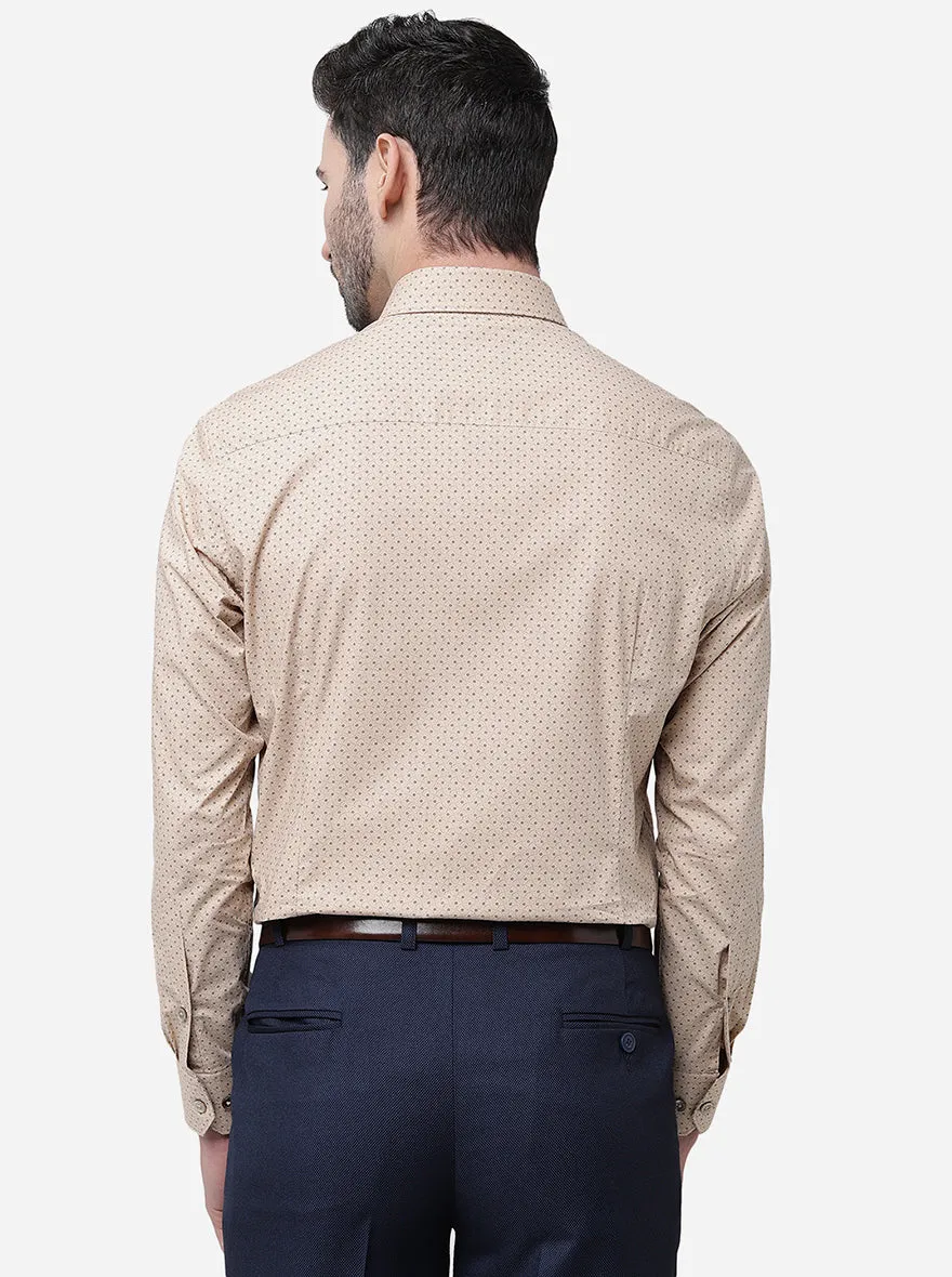 Beige Printed Slim Fit Formal Shirt | Greenfibre