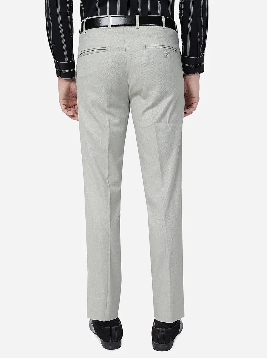 Beige Solid Slim Fit Formal Trouser | Metal