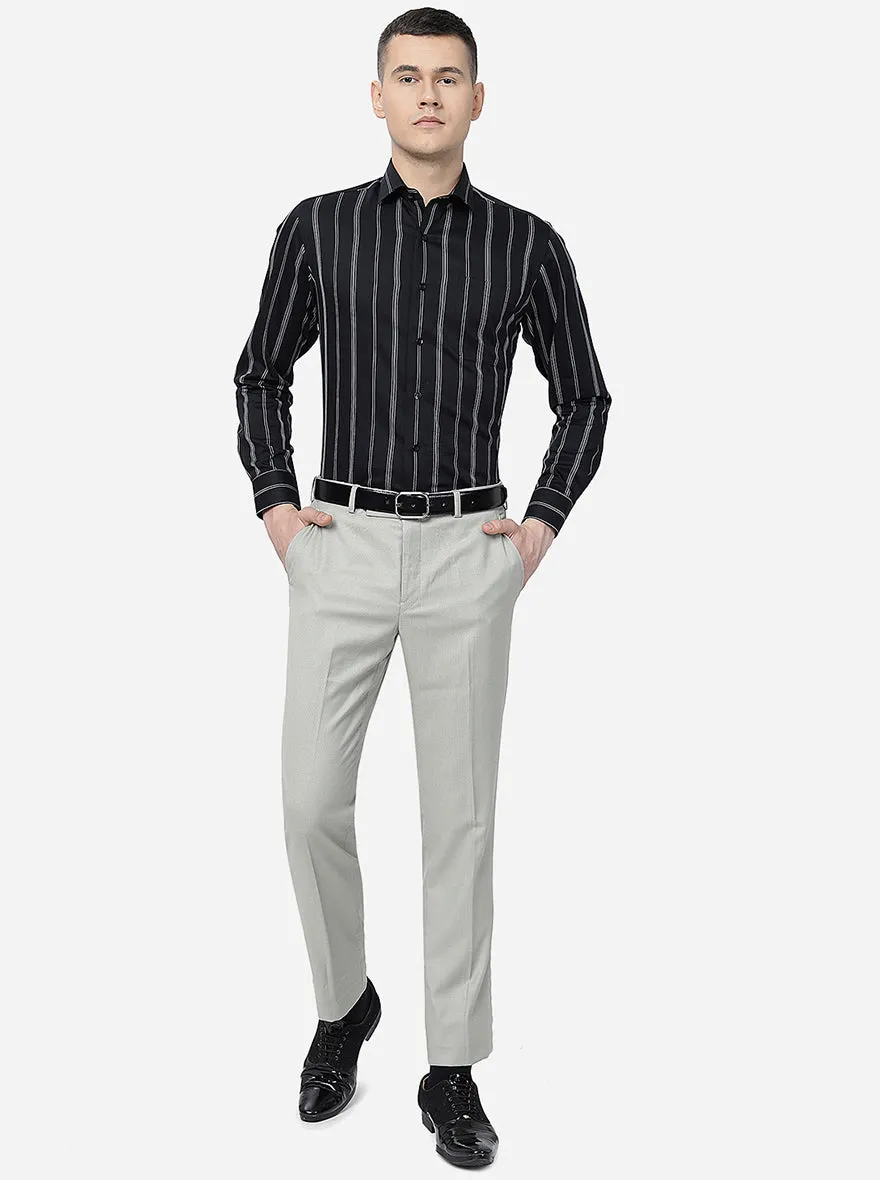 Beige Solid Slim Fit Formal Trouser | Metal