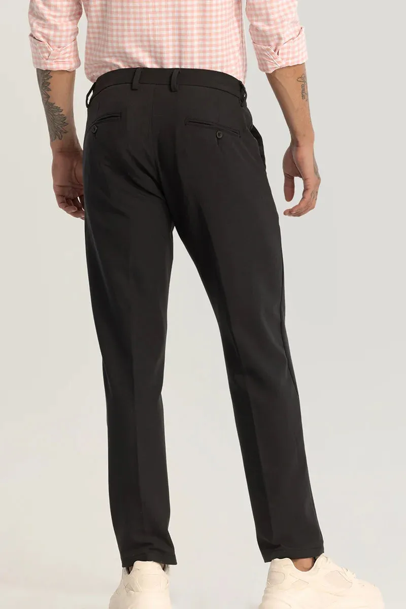 Black Plain Regular Fit Trousers