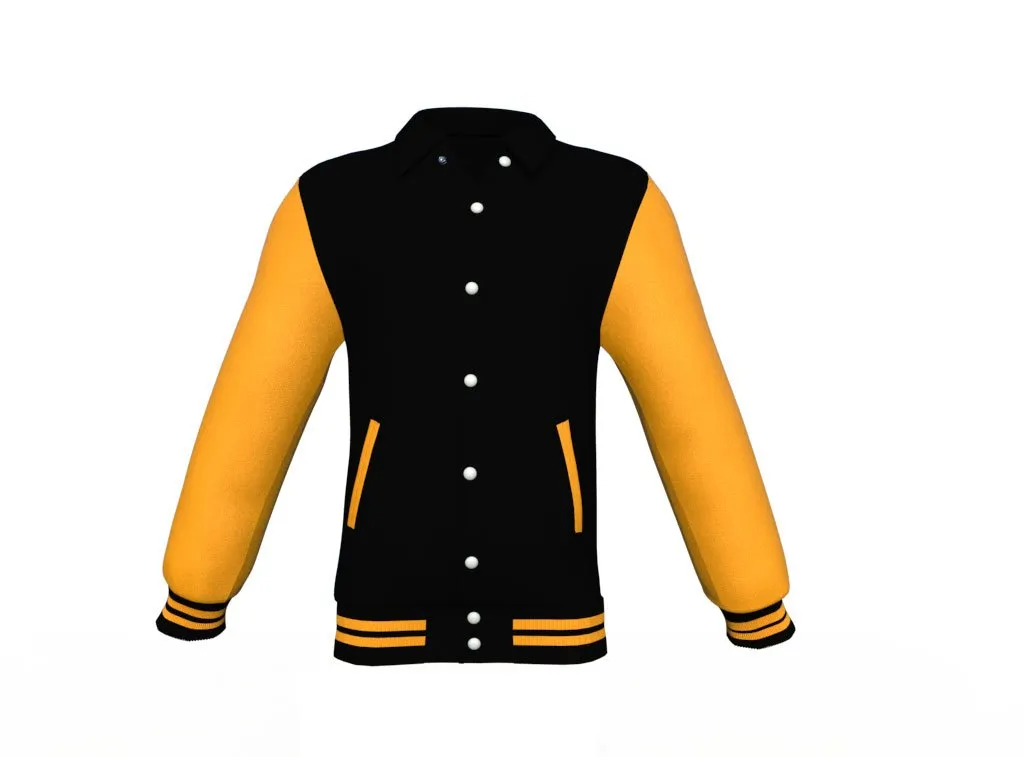 Black Varsity Letterman Jacket with Gold Sleeves