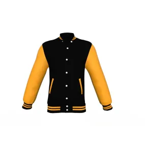 Black Varsity Letterman Jacket with Gold Sleeves