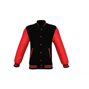 Black Varsity Letterman Jacket with Red Sleeves