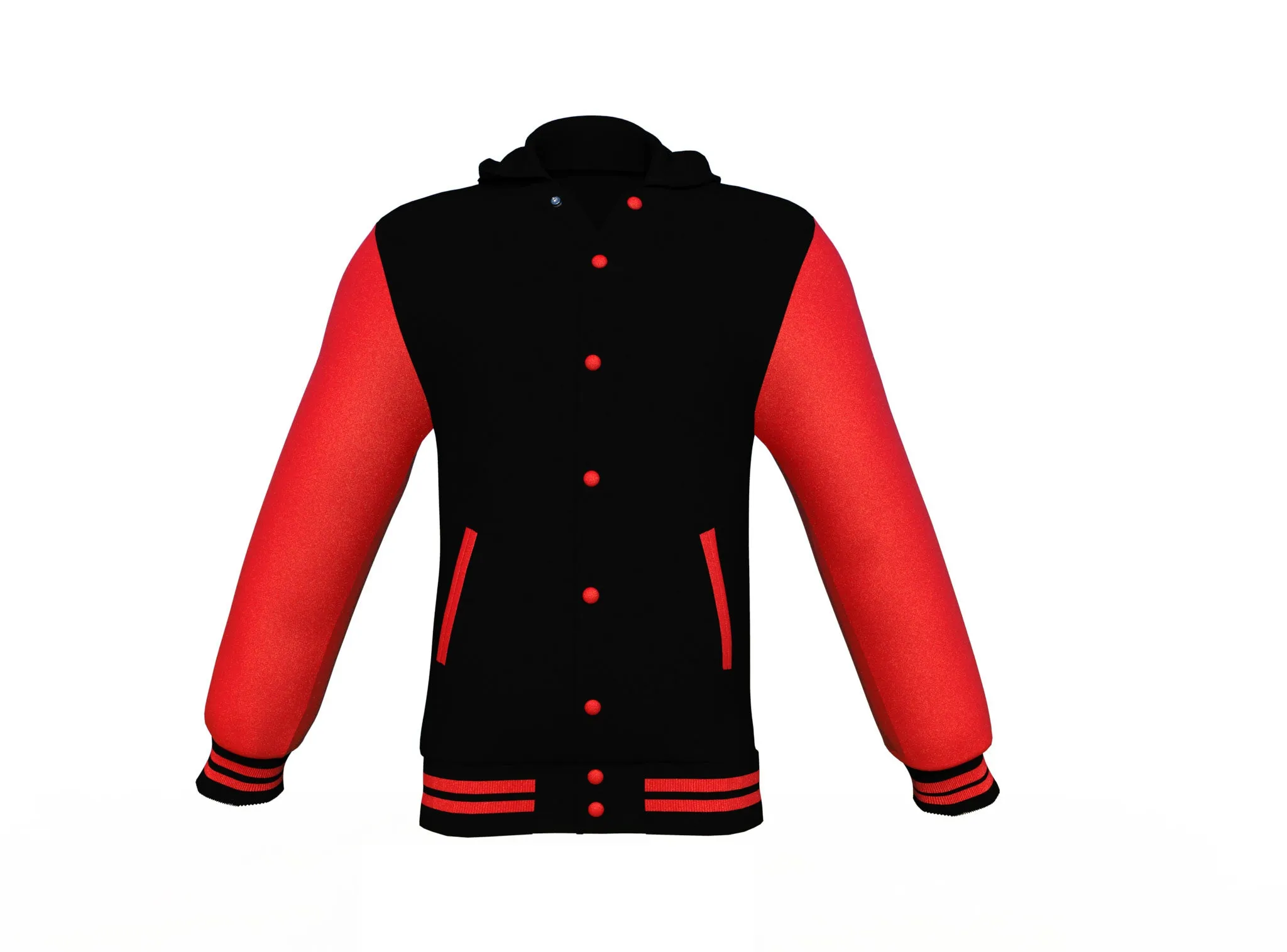 Black Varsity Letterman Jacket with Red Sleeves