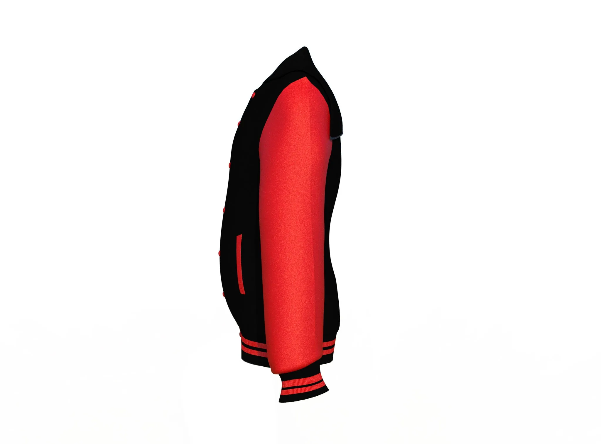 Black Varsity Letterman Jacket with Red Sleeves