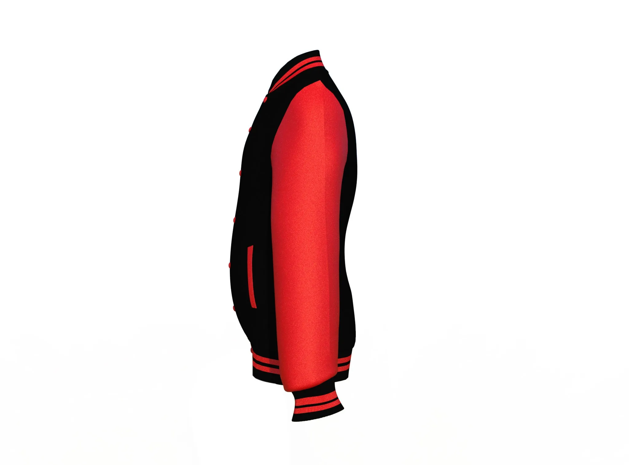 Black Varsity Letterman Jacket with Red Sleeves