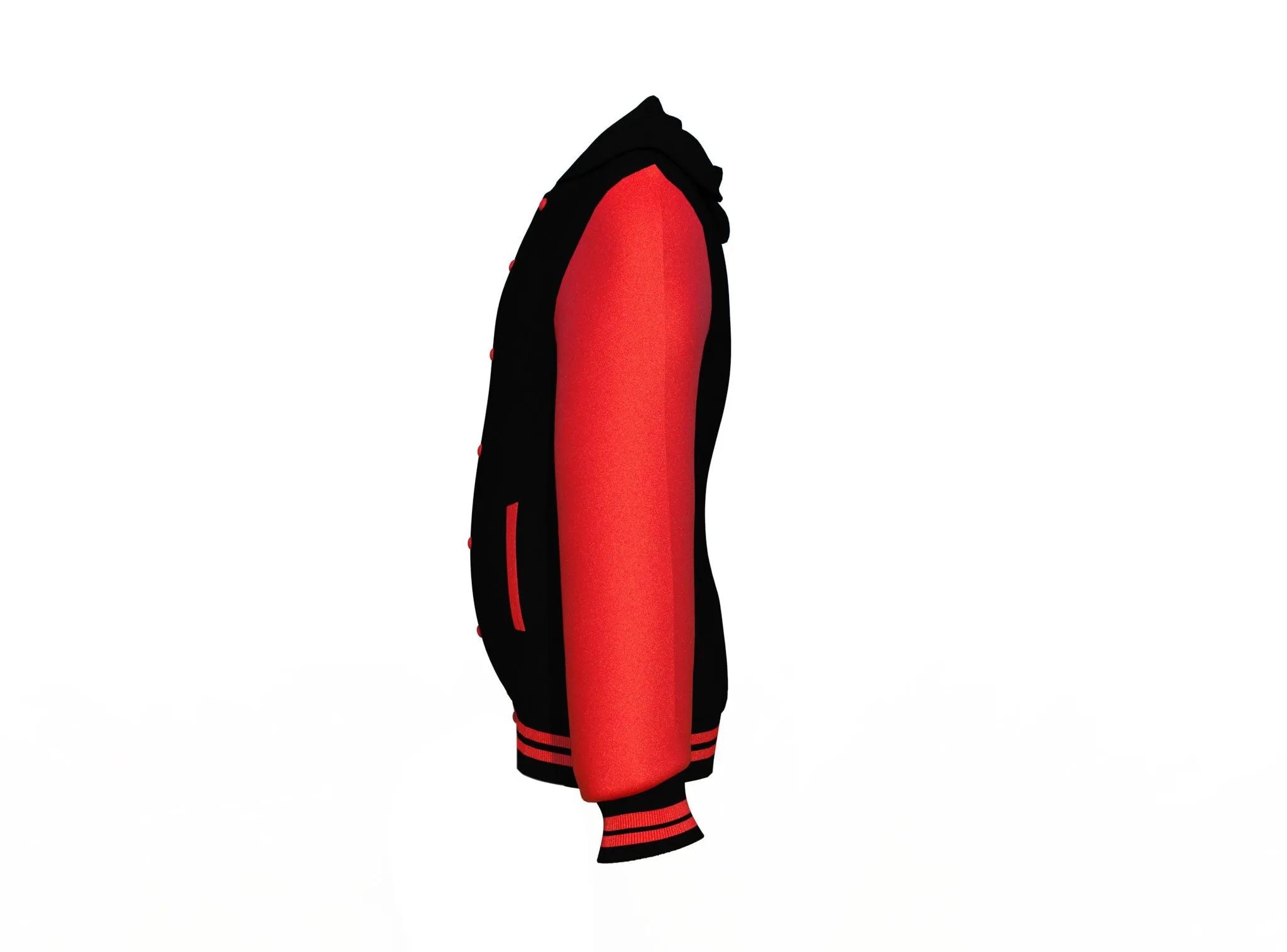 Black Varsity Letterman Jacket with Red Sleeves