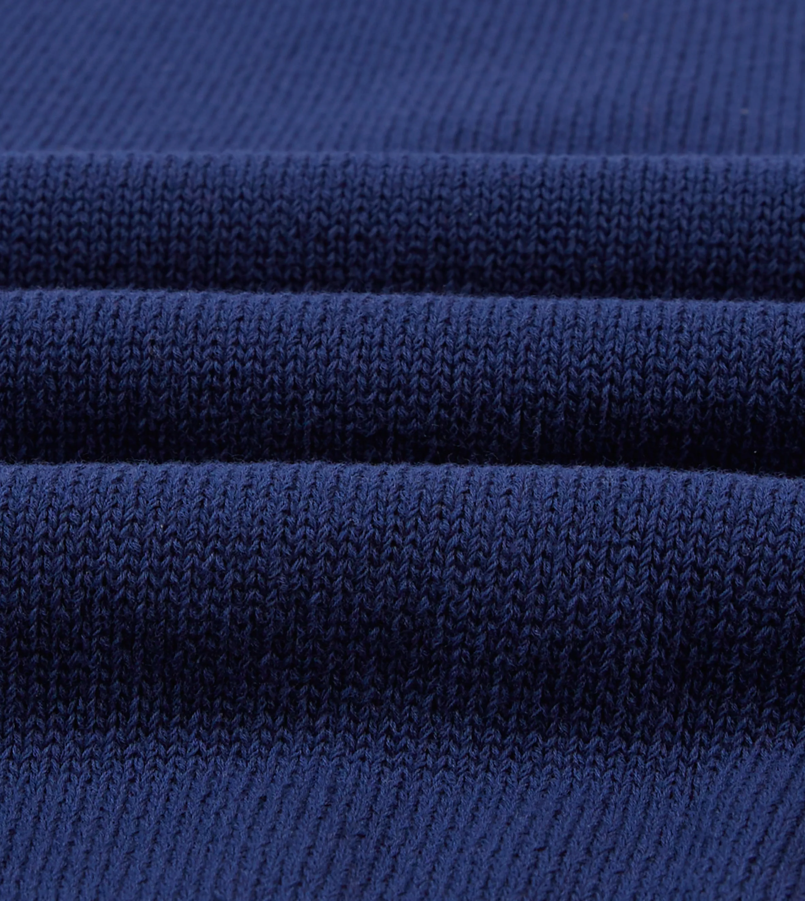 Blue Knitted Crepe Cotton Short-Sleeve Polo Shirt