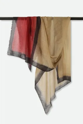 BORDERED BEIGE SCARF IN HAND DYED CASHMERE