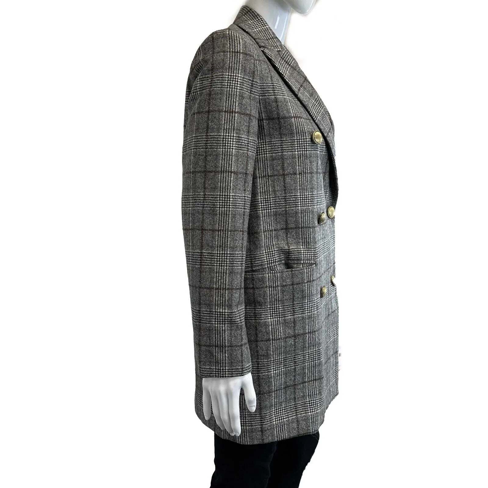 Brunello Cucinelli Padded scotch Wool plaid coat Gray Jacket 38 US 2