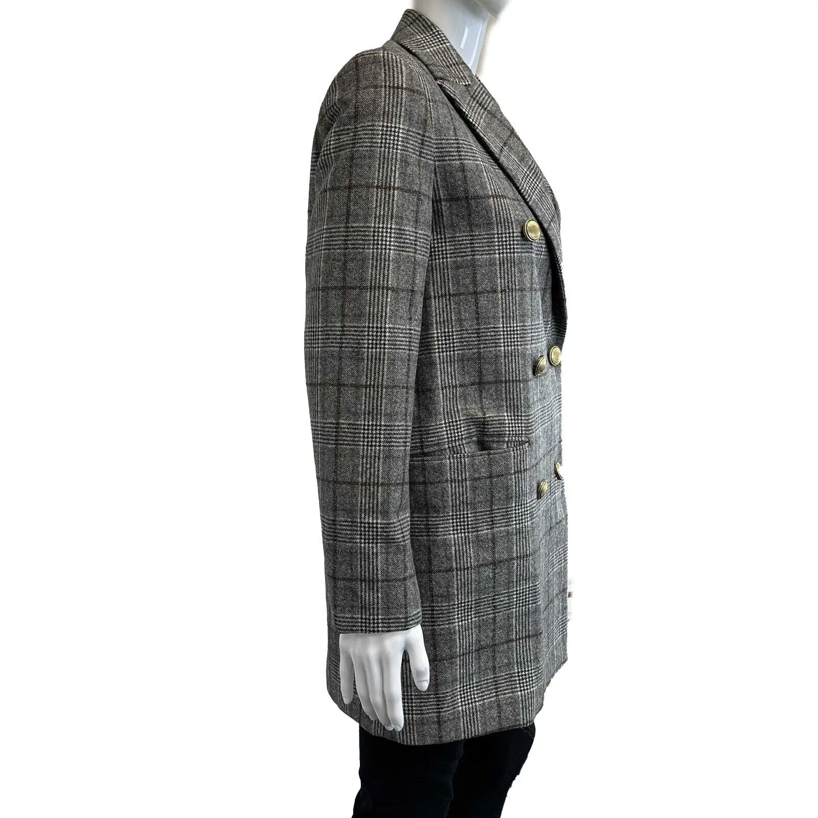 Brunello Cucinelli Padded scotch Wool plaid coat Gray Jacket 38 US 2