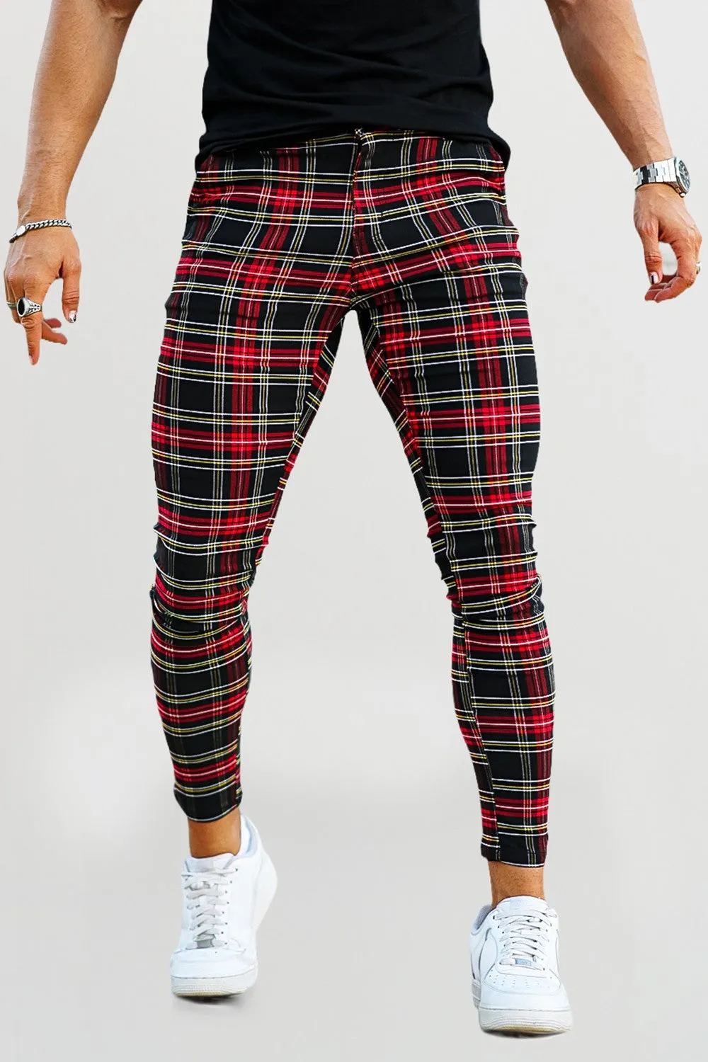 Buy $80 Free Shipping Men's Plaid Pants - Red & Yellow