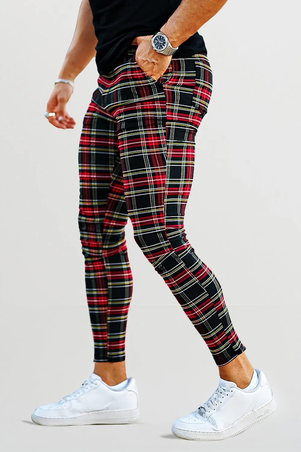 Buy $80 Free Shipping Men's Plaid Pants - Red & Yellow