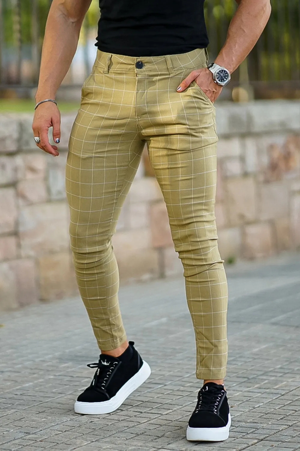 Buy $80 Free Shipping Men's Plaid Pants - Red & Yellow