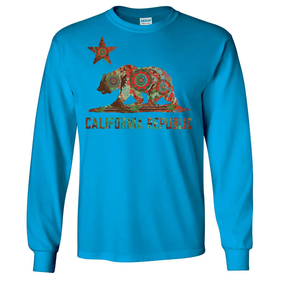 California Chumash Mandala Bear Long Sleeve Shirt