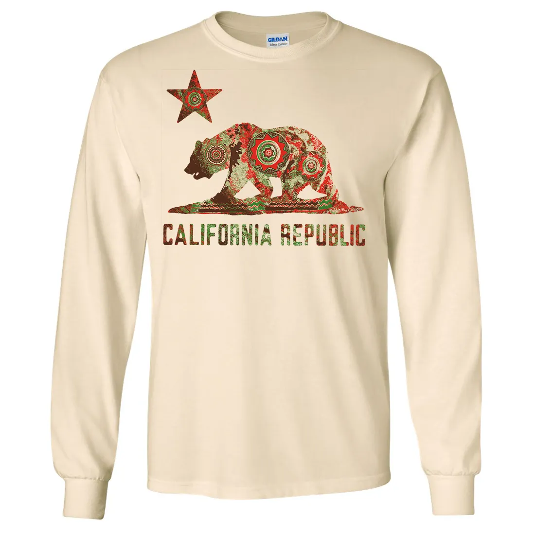 California Chumash Mandala Bear Long Sleeve Shirt