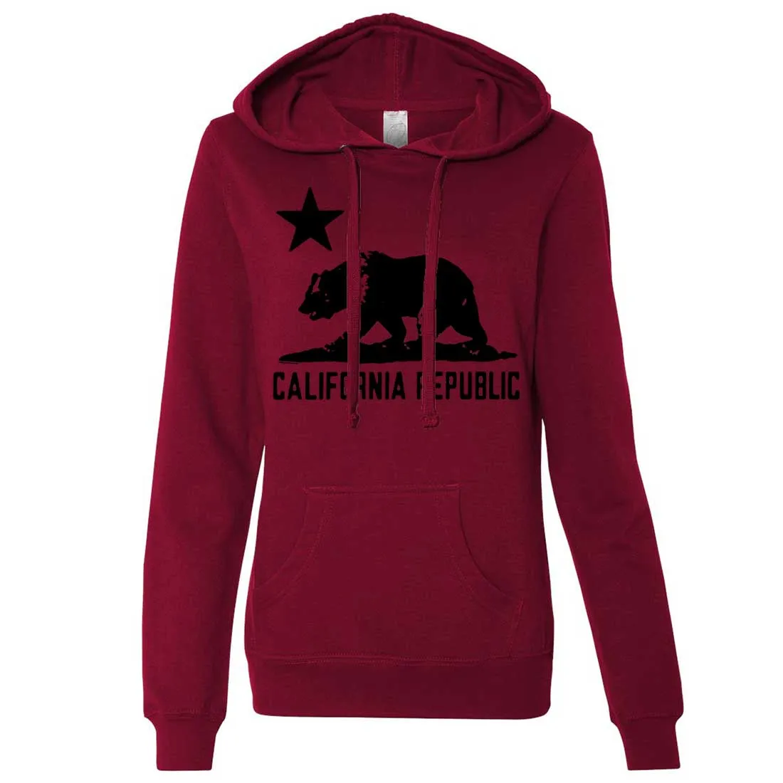 California Flag Oversize Black Silhouette Ladies Fitted Hoodie