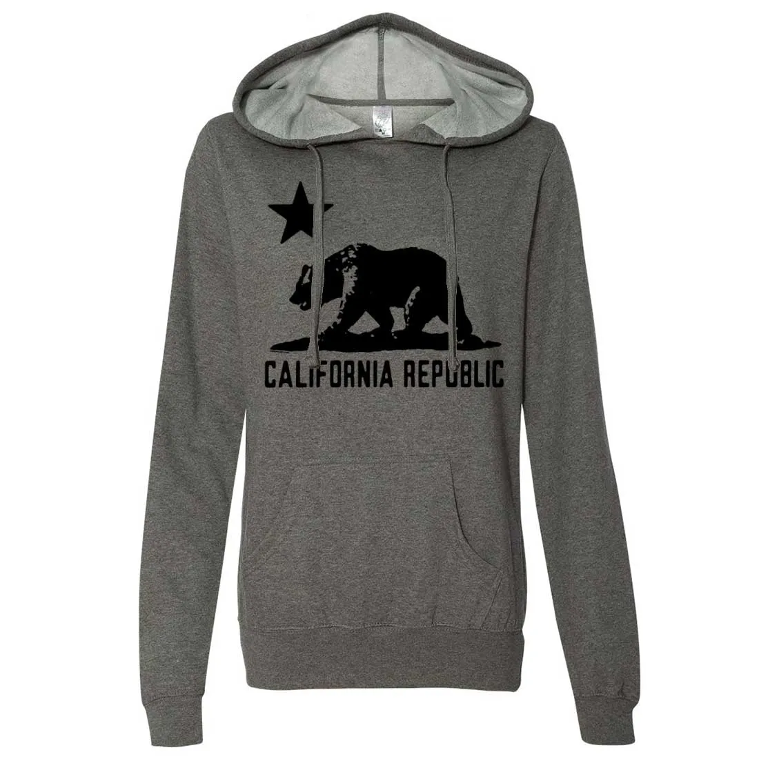 California Flag Oversize Black Silhouette Ladies Fitted Hoodie