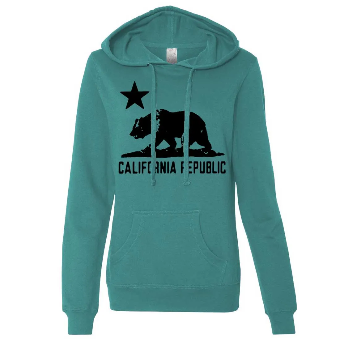 California Flag Oversize Black Silhouette Ladies Fitted Hoodie