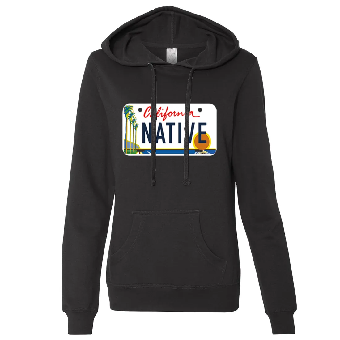 California Native License Plate Ladies Lightweight Fitted Hoodie