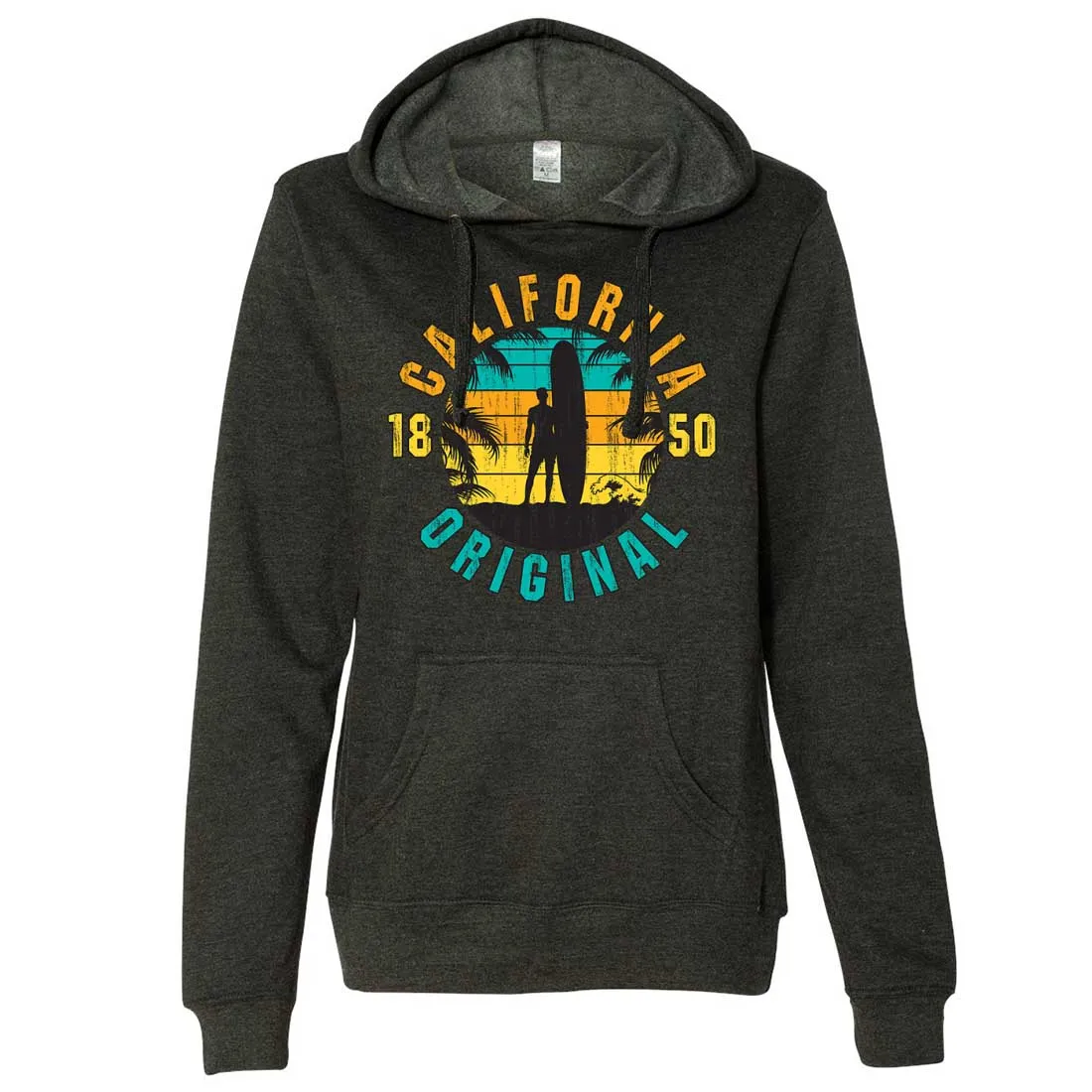 California Original Vintage Surfer Ladies Lightweight Fitted Hoodie