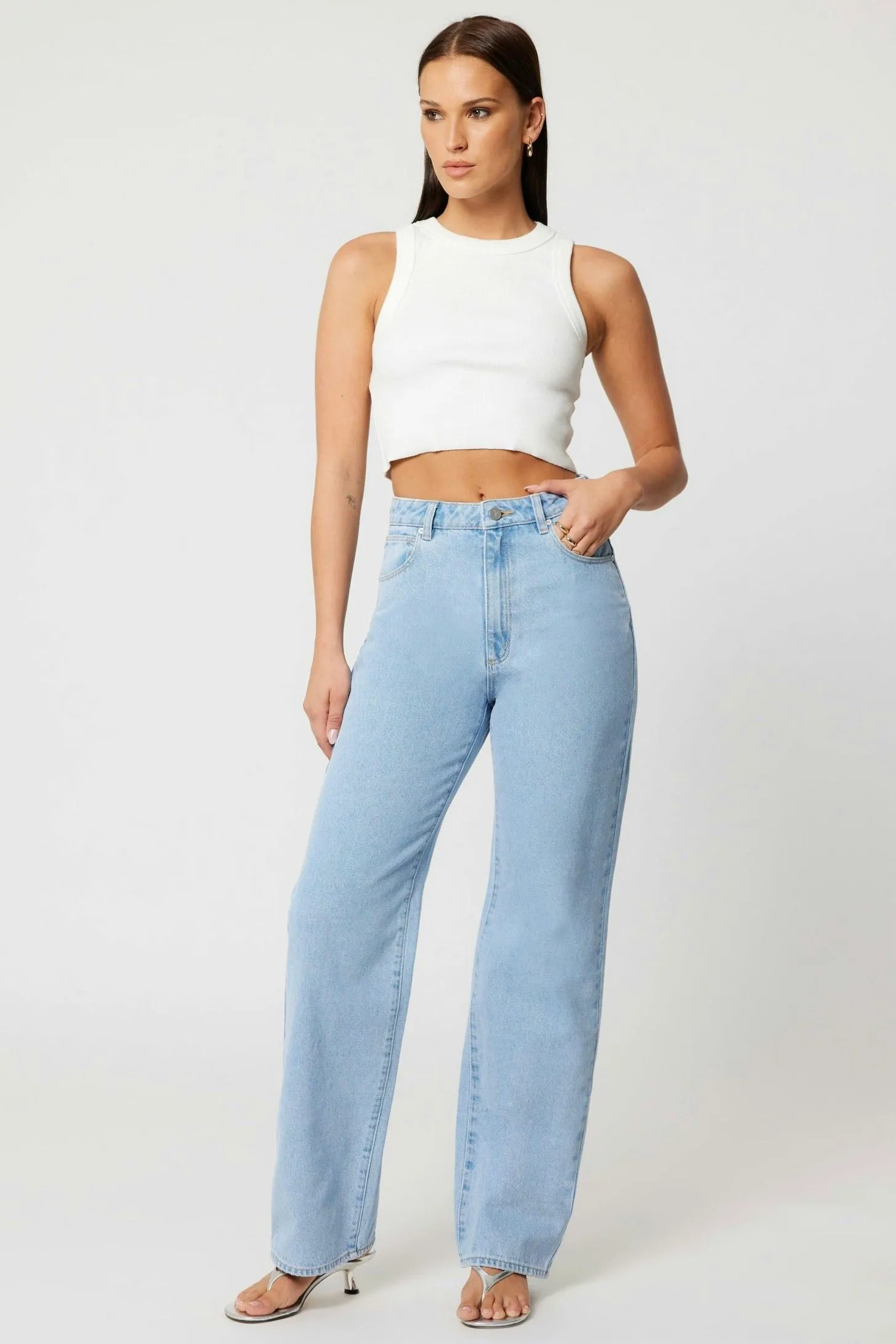 Carrie Kendall Light Blue High Wide Jean