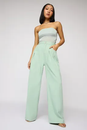 Celadon Green Denim Korean Pants