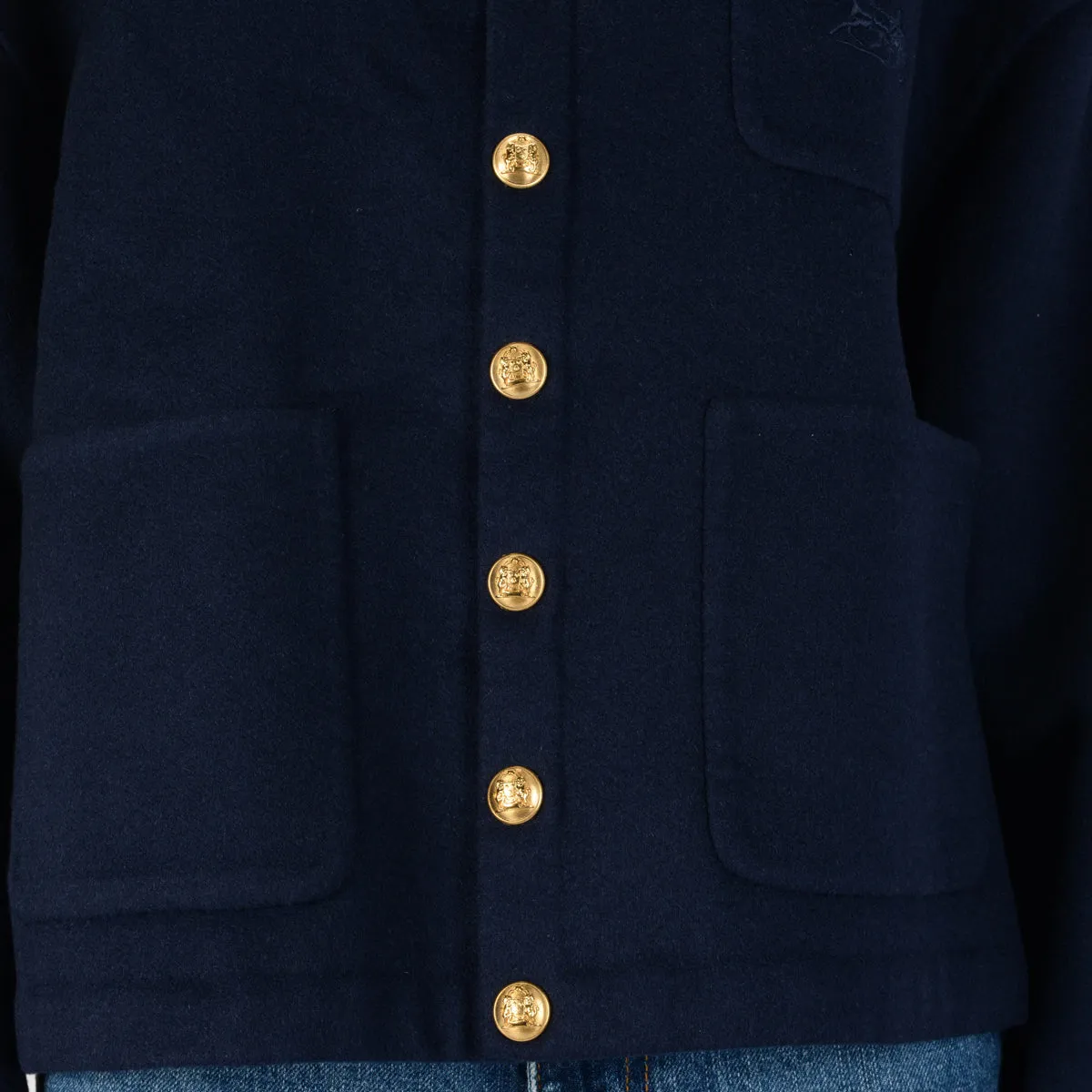 Celine Navy Cashmere Gold Button Jacket FR 40