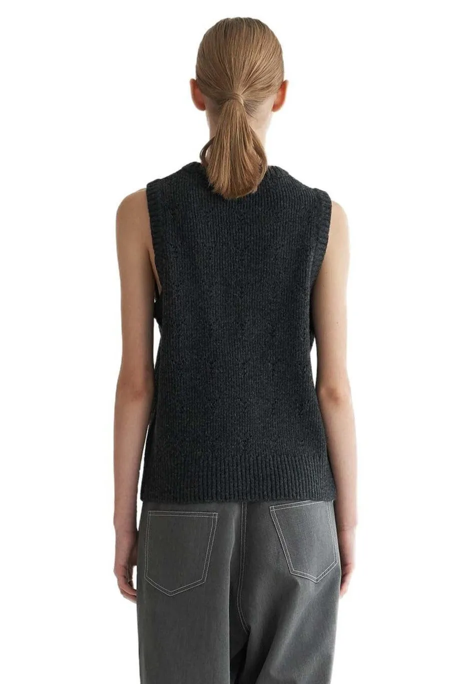 Charcoal Y-Knit Vest