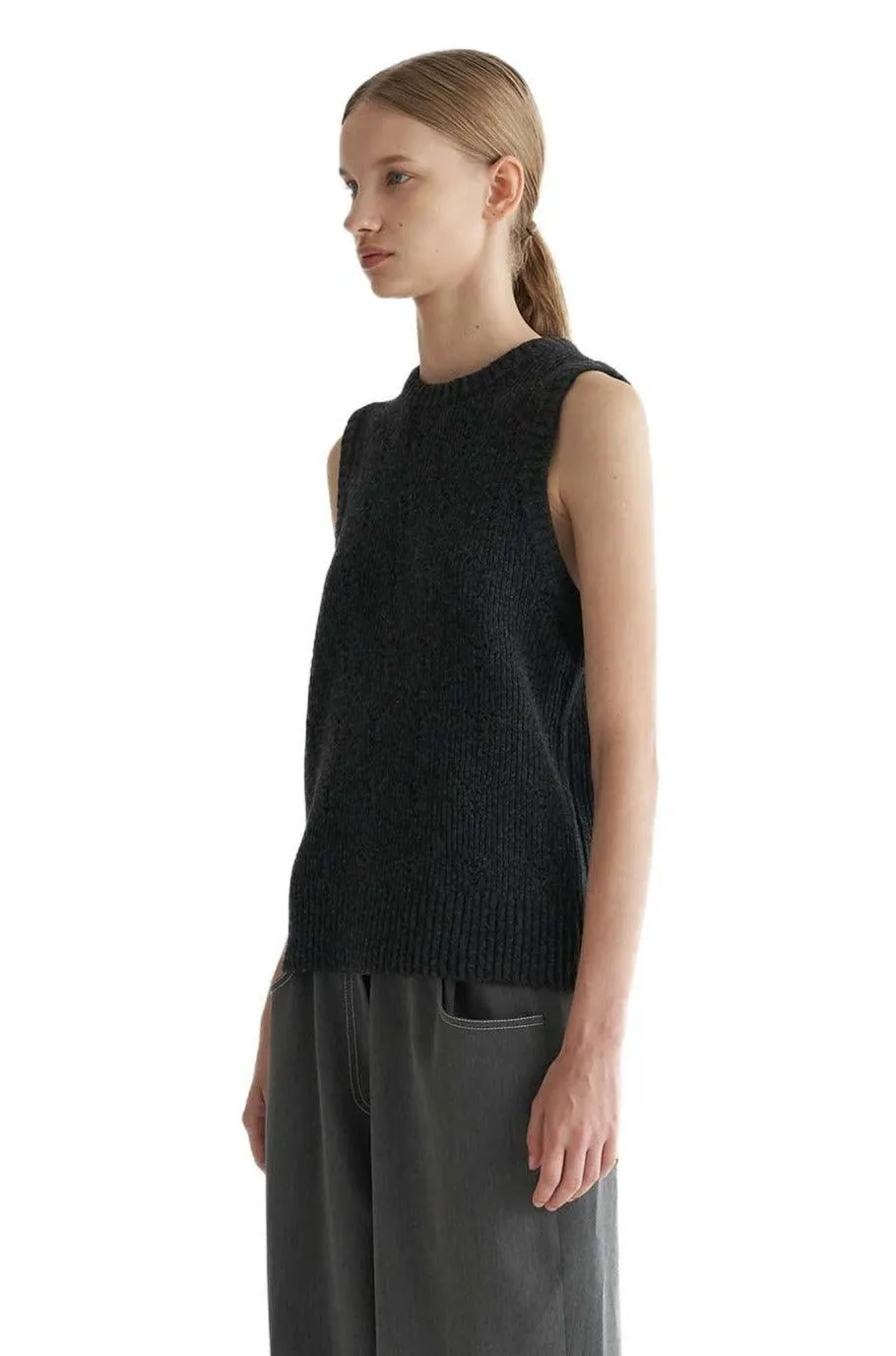 Charcoal Y-Knit Vest