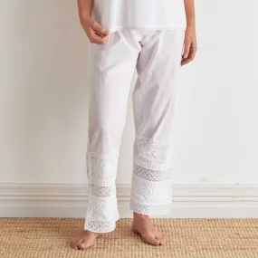 Clontarf White Cotton Embroidered Pants