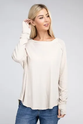 Cotton Raglan Sleeve Thumbhole Top