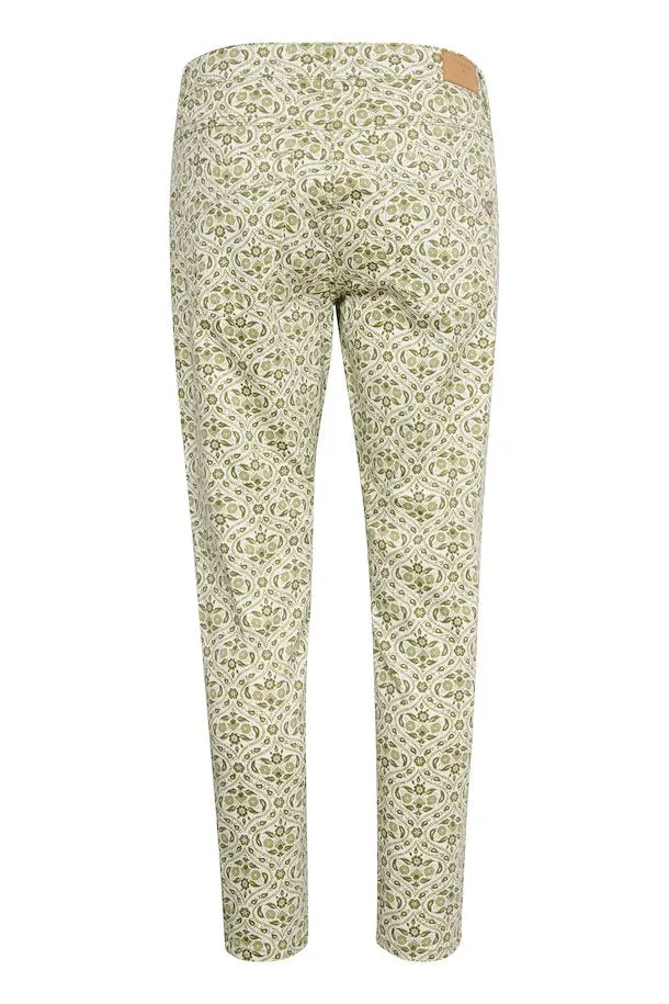 Cream Lina 7/8 Pant Baily Fit - Green Tile