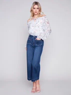 Cropped Wide Leg Jeans - Indigo