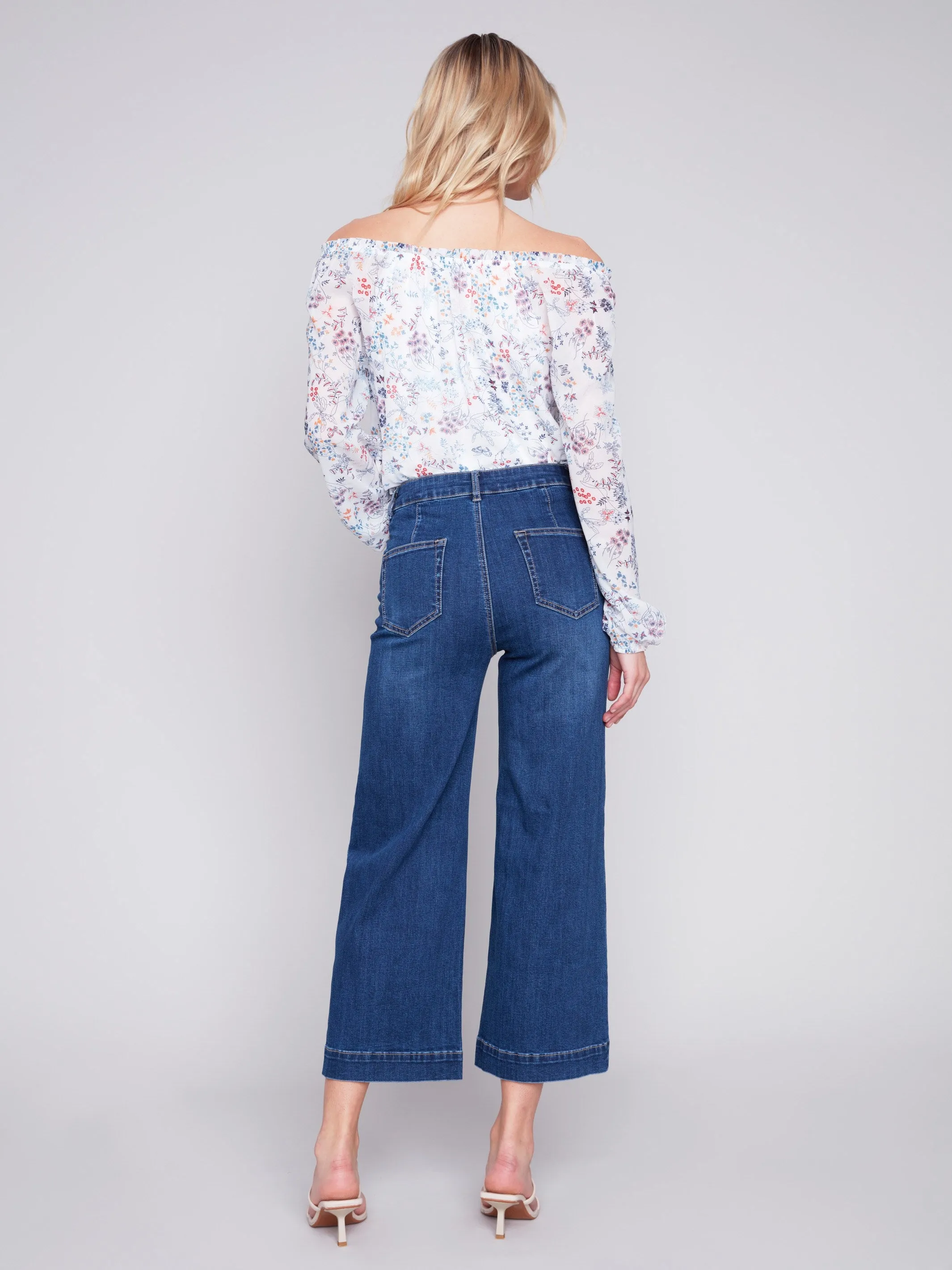 Cropped Wide Leg Jeans - Indigo